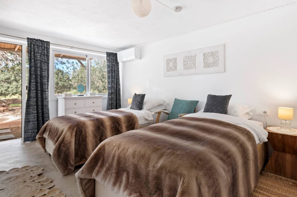 The single bed bedroom of ‘Opal’ family room at Can Skye Ibiza