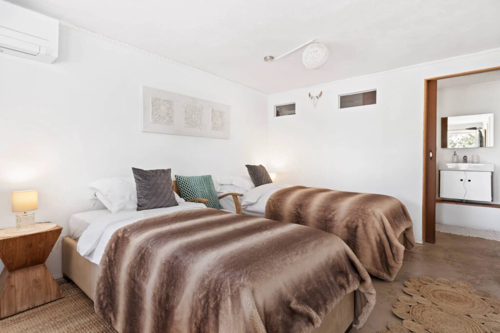 The single bed bedroom of ‘Opal’ family room at Can Skye Ibiza