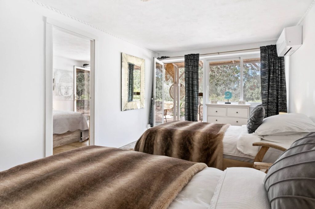 The single bed bedroom of ‘Opal’ family room at Can Skye Ibiza