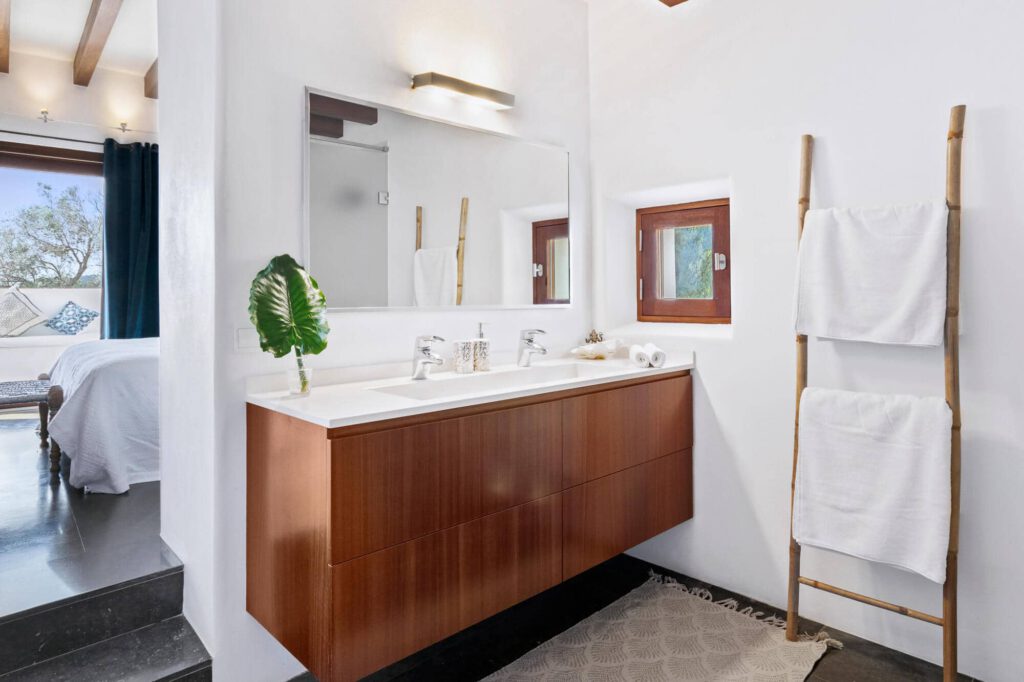 The bathroom at one of our superior double bedrooms at Can Skye Ibiza
